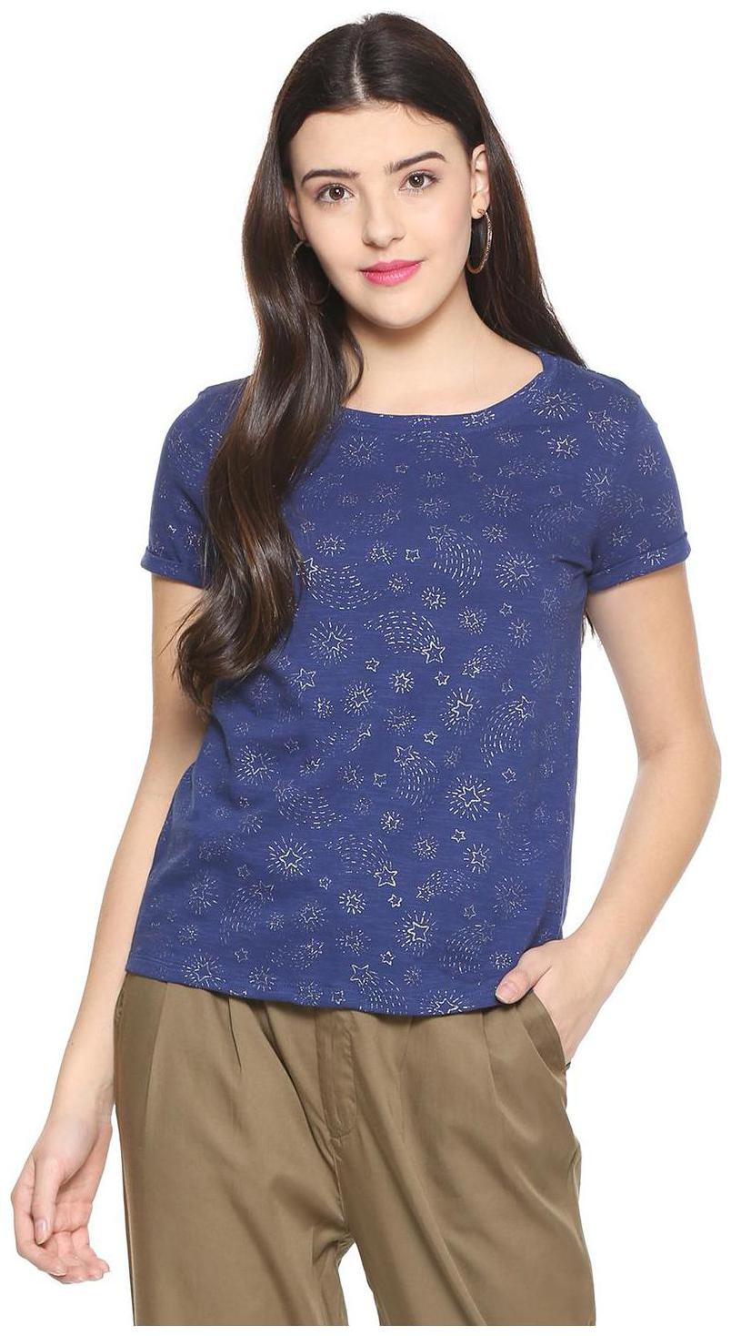 

People Women Printed Regular top - Blue