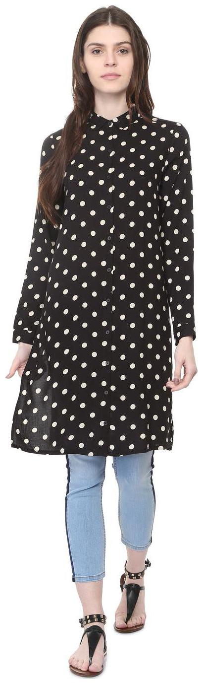 

People Women Black Printed Regular Fit Shirt