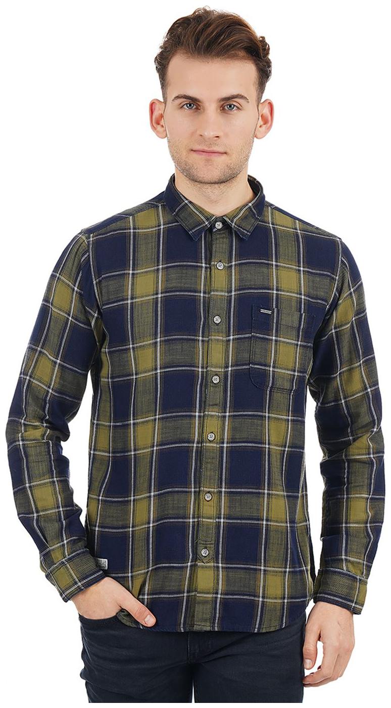 

Pepe Jeans Men Blue Green Checked Regular Fit Casual Shirt