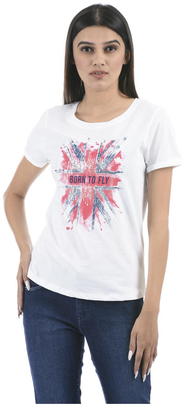 

Pepe Jeans Women White Regular fit Round neck Blended T shirt