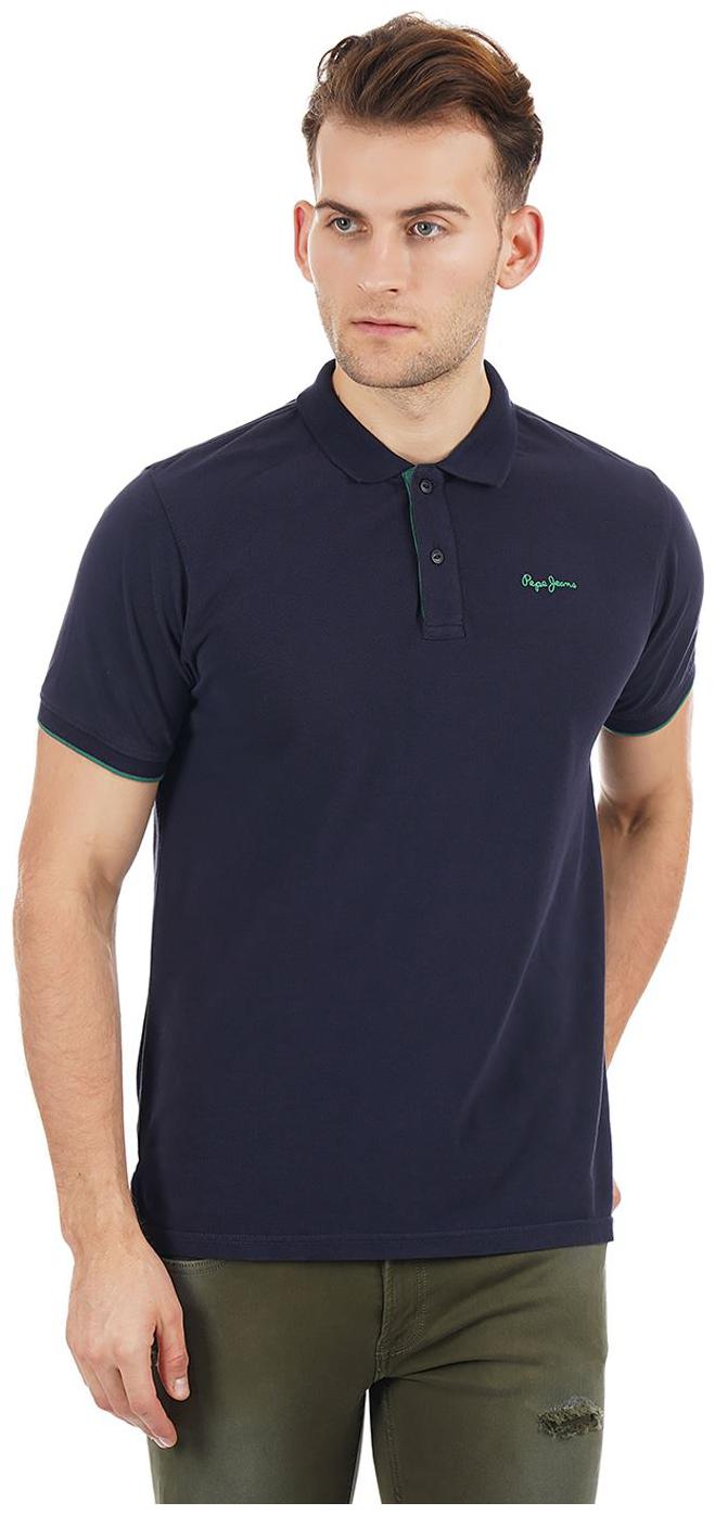 

Pepe Jeans Men Navy blue Regular fit Blended Polo collar T-Shirt - Pack Of 1