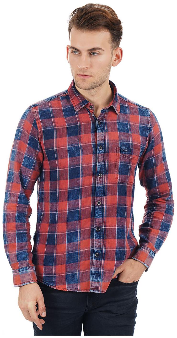 

Pepe Jeans Men Red Blue Checked Regular Fit Casual Shirt