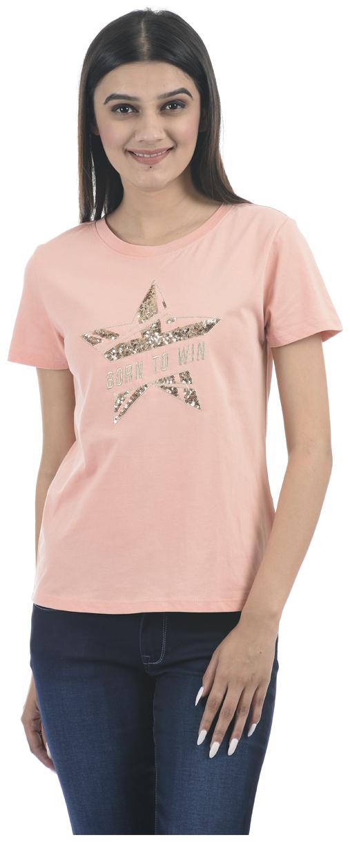 

Pepe Jeans Women Peach Regular fit Round neck Blended T shirt