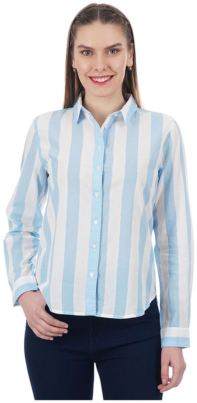 

Pepe Jeans Women Blue White Striped Regular Fit Shirt