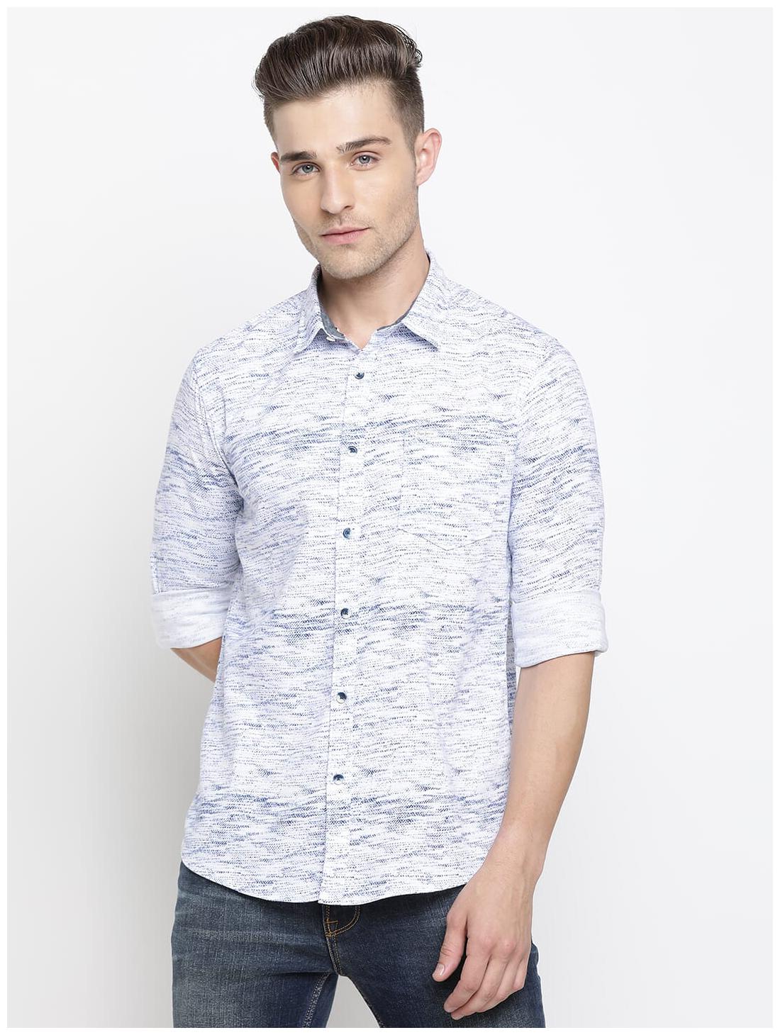 

Pepe Jeans Men Blue Textured Regular Fit Casual Shirt
