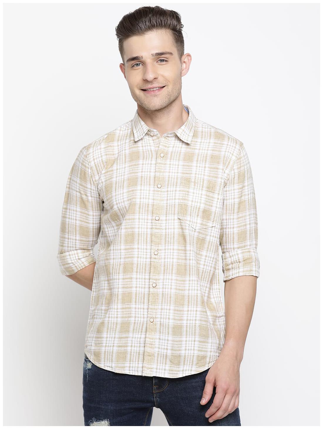 

Pepe Jeans Men Beige Checked Regular Fit Casual Shirt