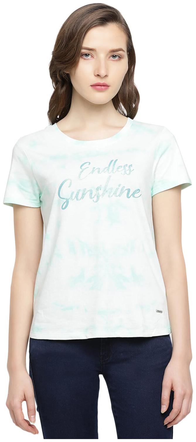 

Pepe Jeans Women Blue Regular fit Round neck Cotton T shirt