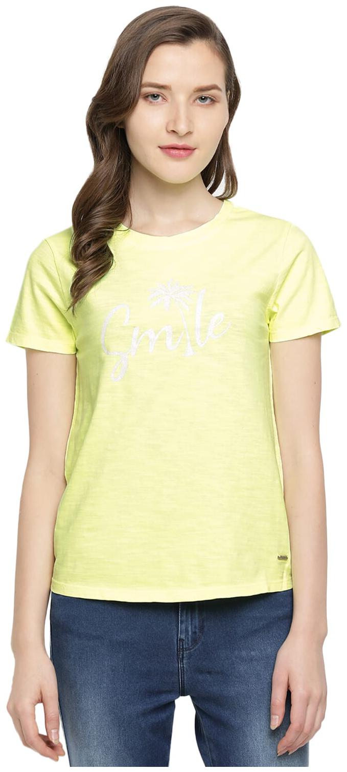 

Pepe Jeans Women Yellow Regular fit Round neck Cotton T shirt