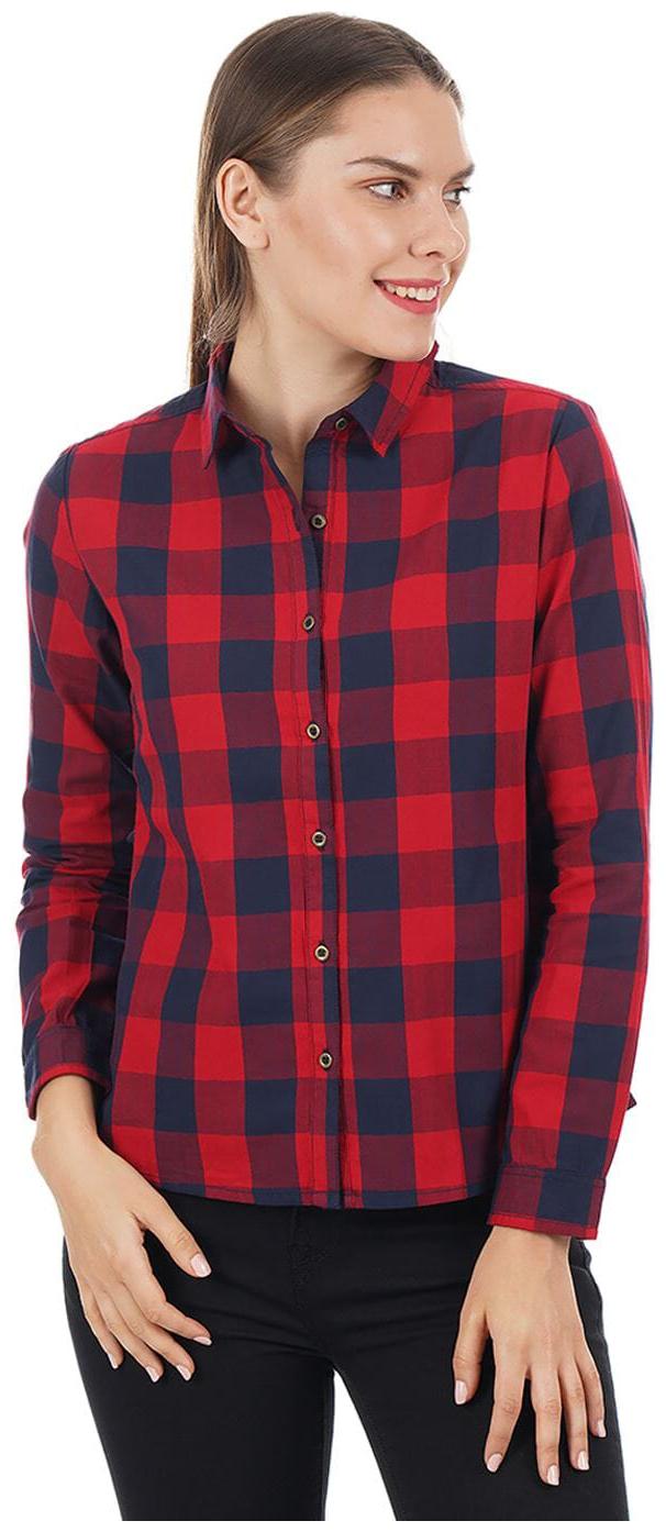 

Pepe Jeans Women Red Blue Checked Regular Fit Shirt