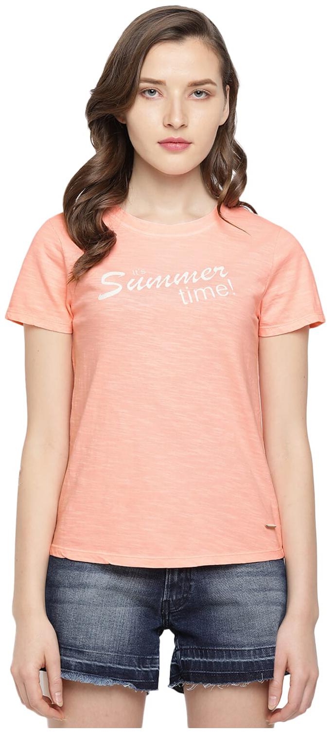 

Pepe Jeans Women Orange Regular fit Round neck Cotton T shirt
