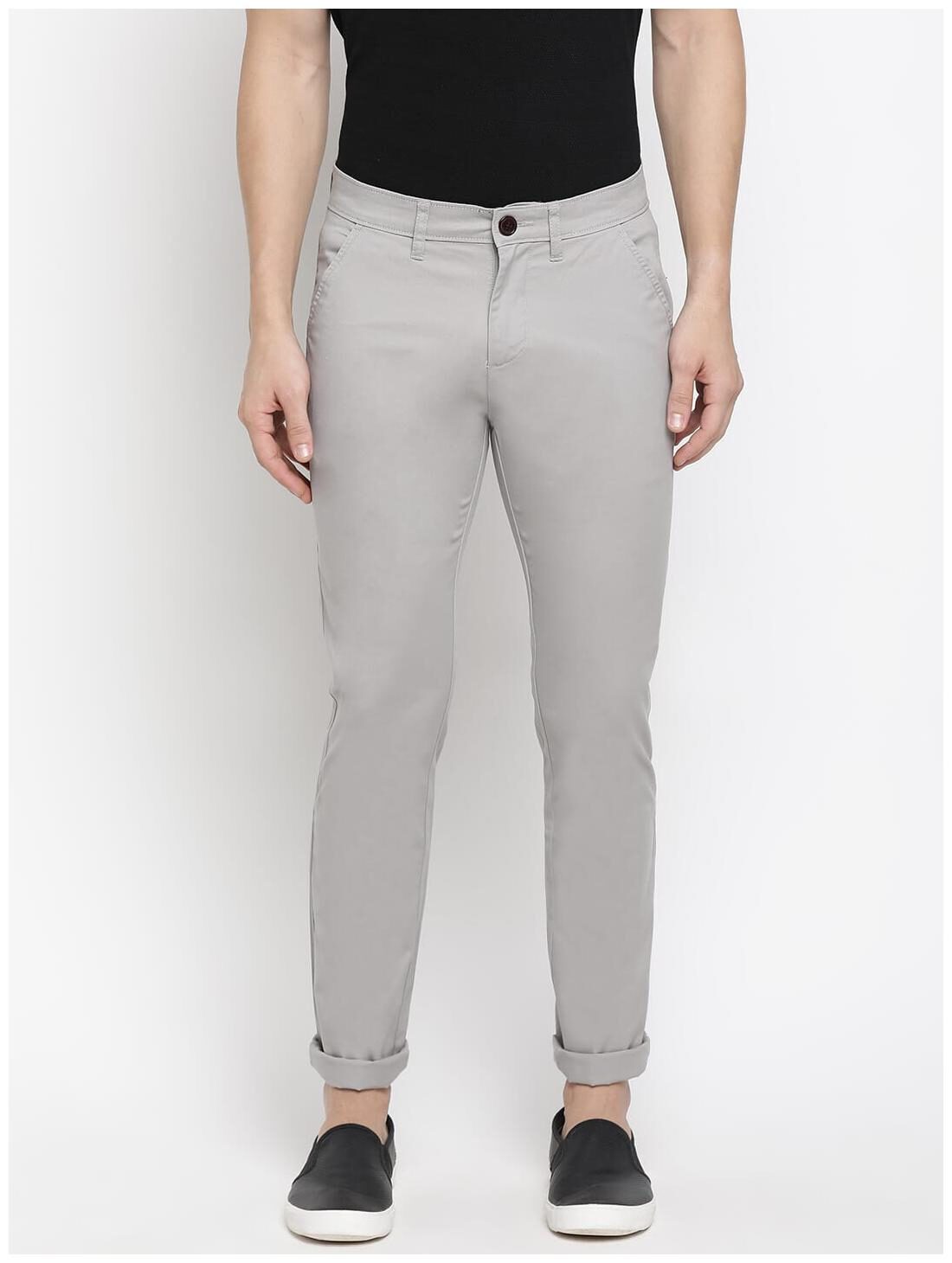 

Pepe Jeans Men Grey Solid Regular fit Regular trousers