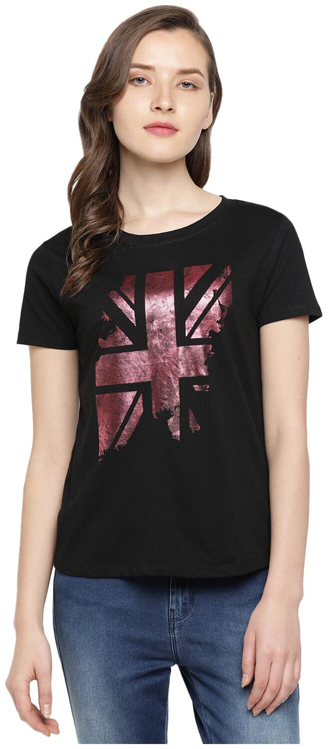 

Pepe Jeans Women Black Regular fit Round neck Cotton T shirt