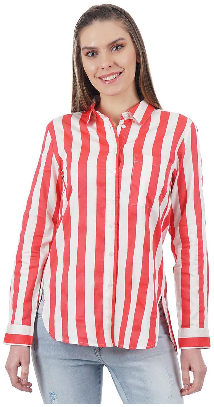 

Pepe Jeans Women Red White Striped Regular Fit Shirt