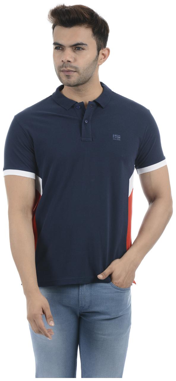 

Pepe Jeans Men Blue Regular fit Cotton Blend Polo collar T-Shirt - Pack Of 1