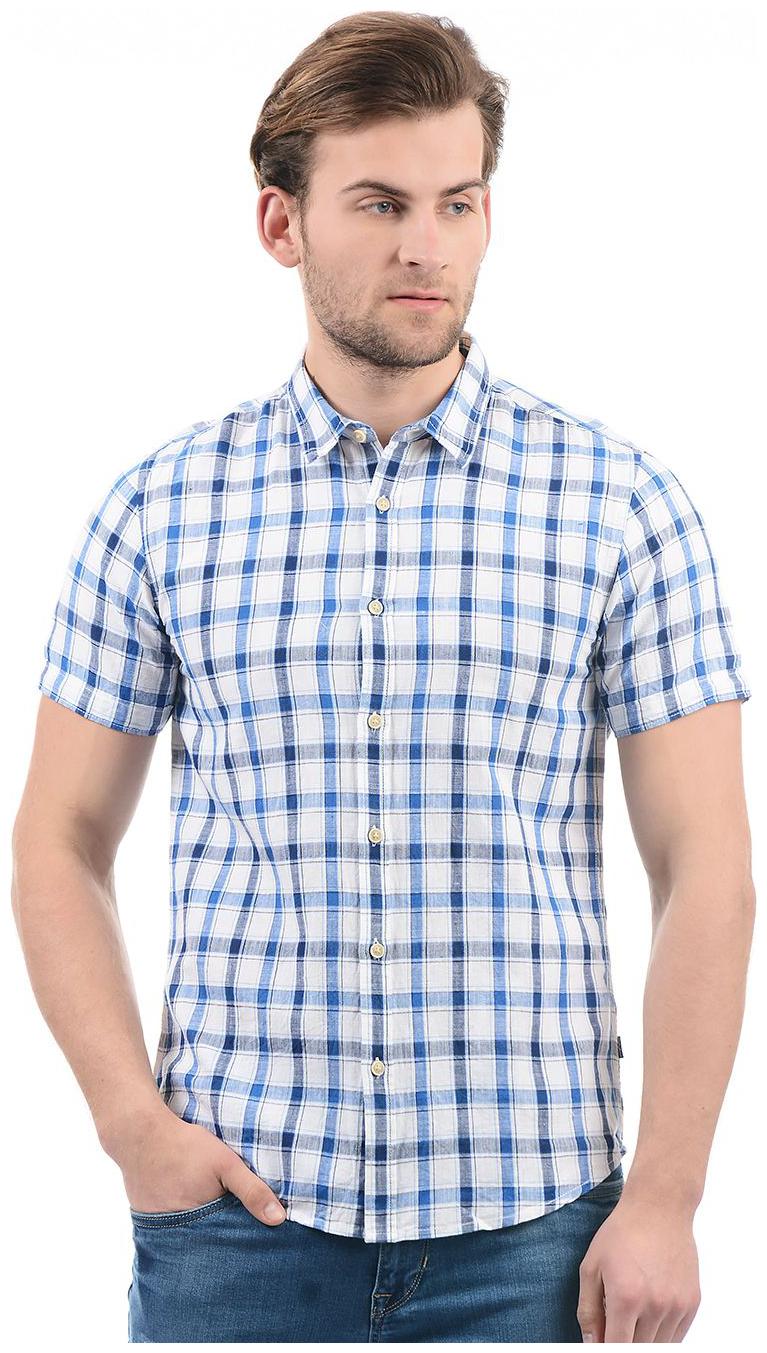 

Pepe Jeans Men Blue White Checked Regular Fit Casual Shirt