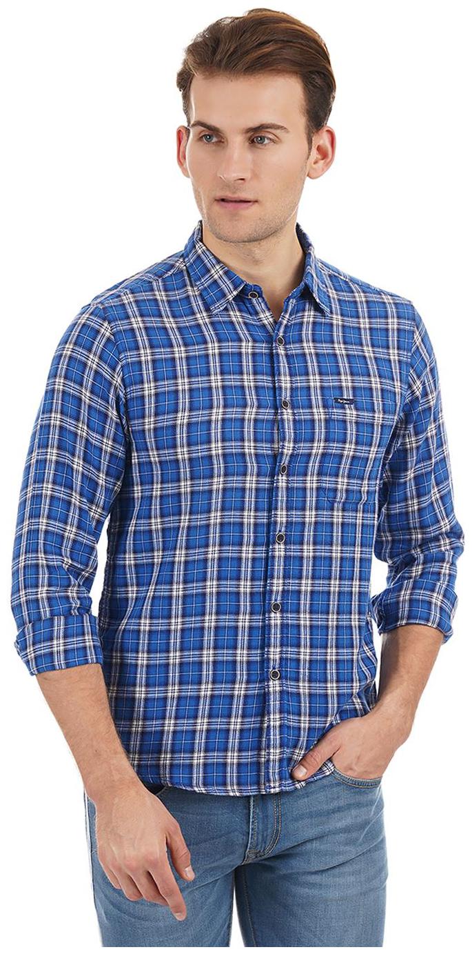 

Pepe Jeans Men Blue Checked Regular Fit Casual Shirt