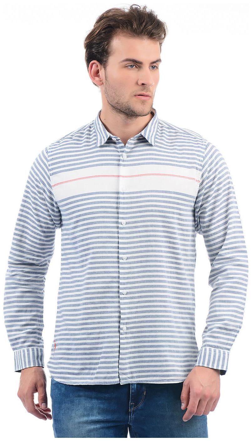 

Pepe Jeans Men White Blue Horizontal Stripes Regular Fit Casual Shirt