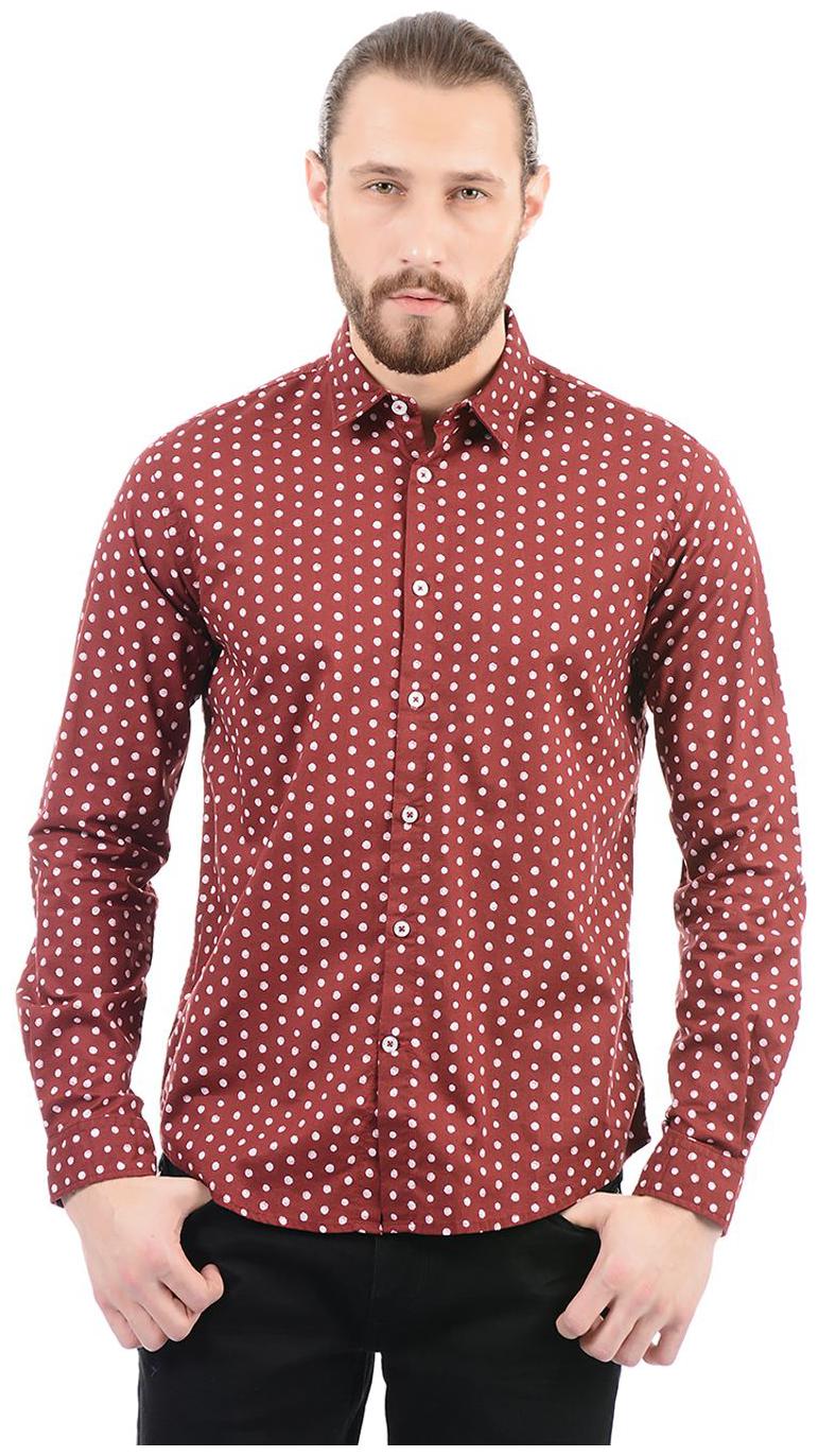 

Pepe Jeans Men Maroon Printed Regular Fit Casual Shirt