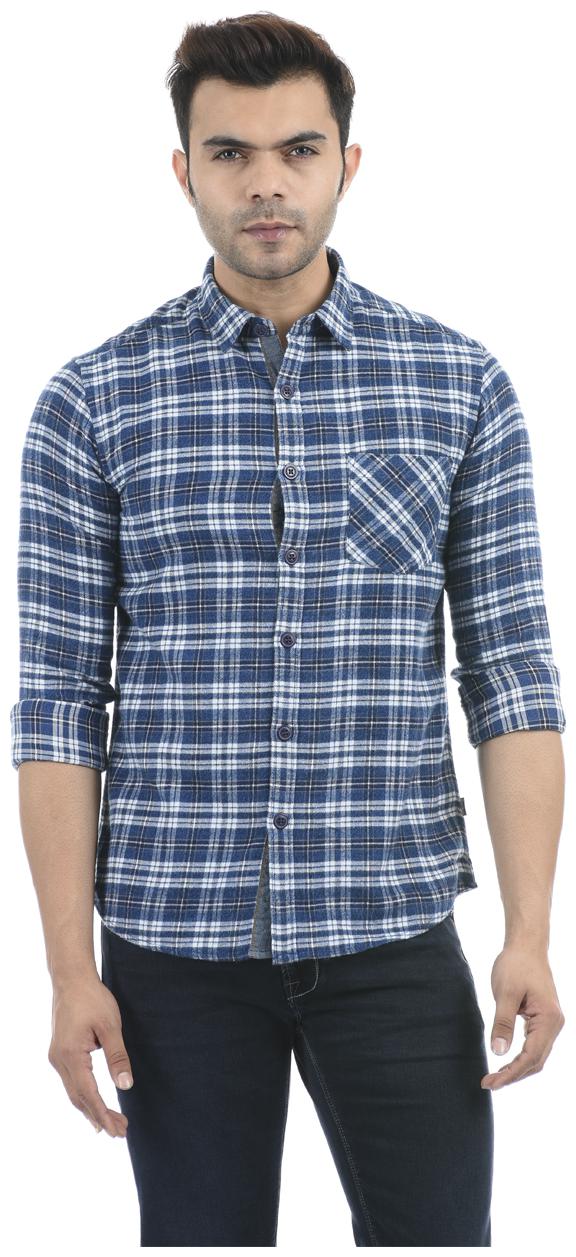 

Pepe Jeans Men Blue Checked Regular Fit Casual Shirt