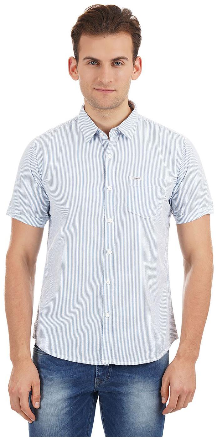 

Pepe Jeans Men Blue Vertical Stripes Regular Fit Casual Shirt