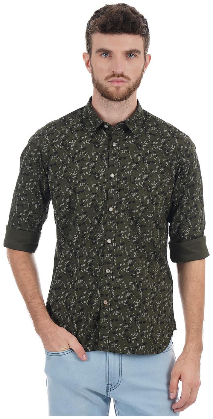 

Pepe Jeans Men Green Printed Regular Fit Casual Shirt