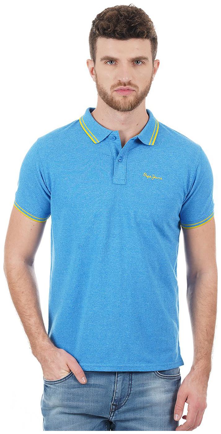 

Pepe Jeans Men Blue Regular fit Cotton Blend Polo collar T-Shirt - Pack Of 1