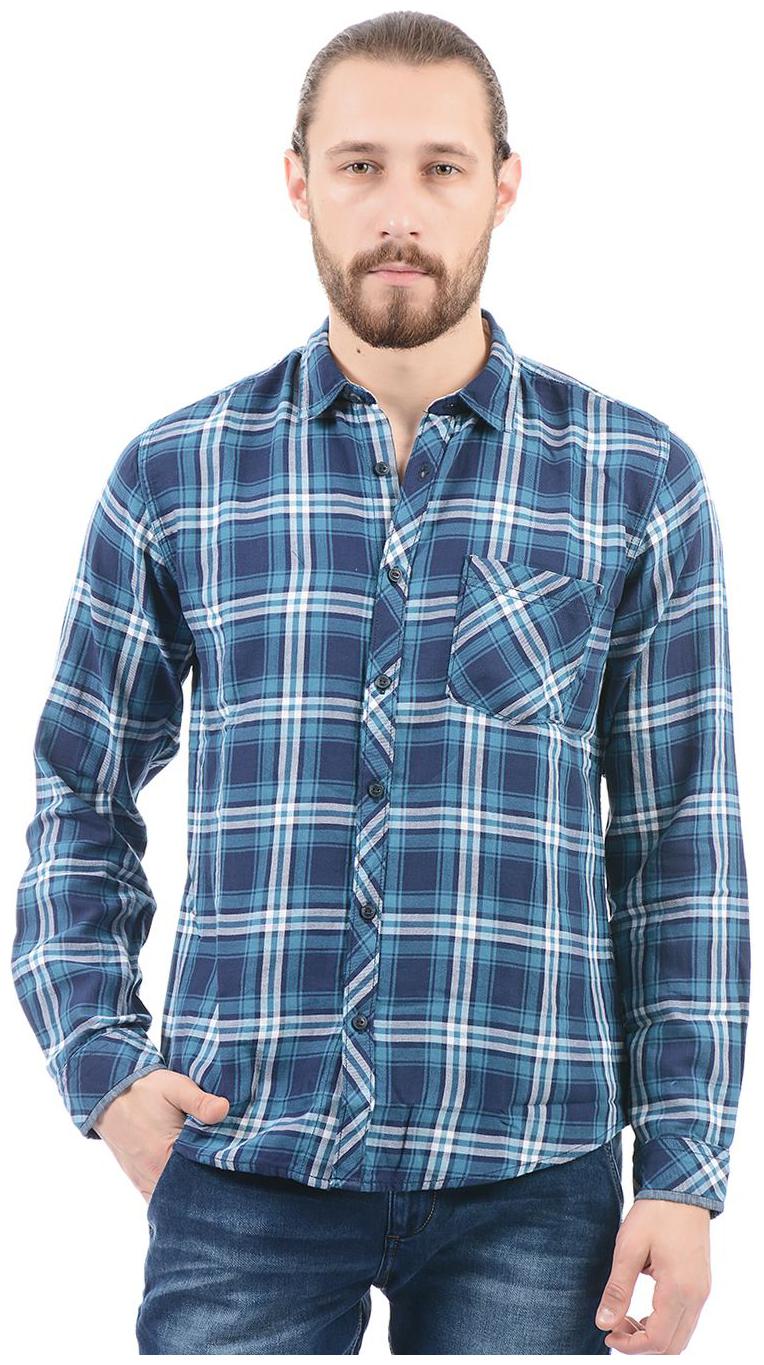 

Pepe Jeans Men Blue Checked Regular Fit Casual Shirt