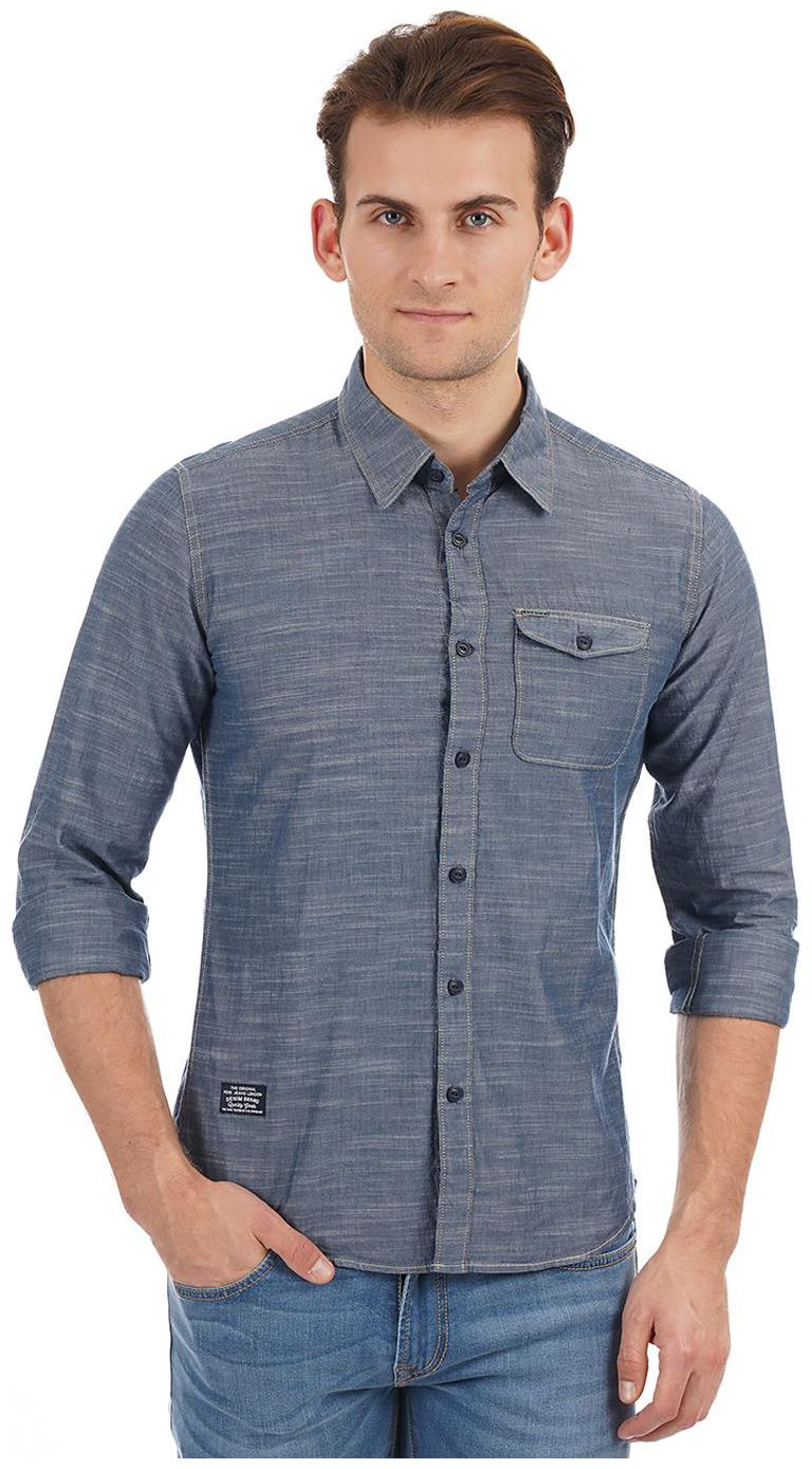 

Pepe Jeans Men Blue Solid Slim Fit Casual Shirt