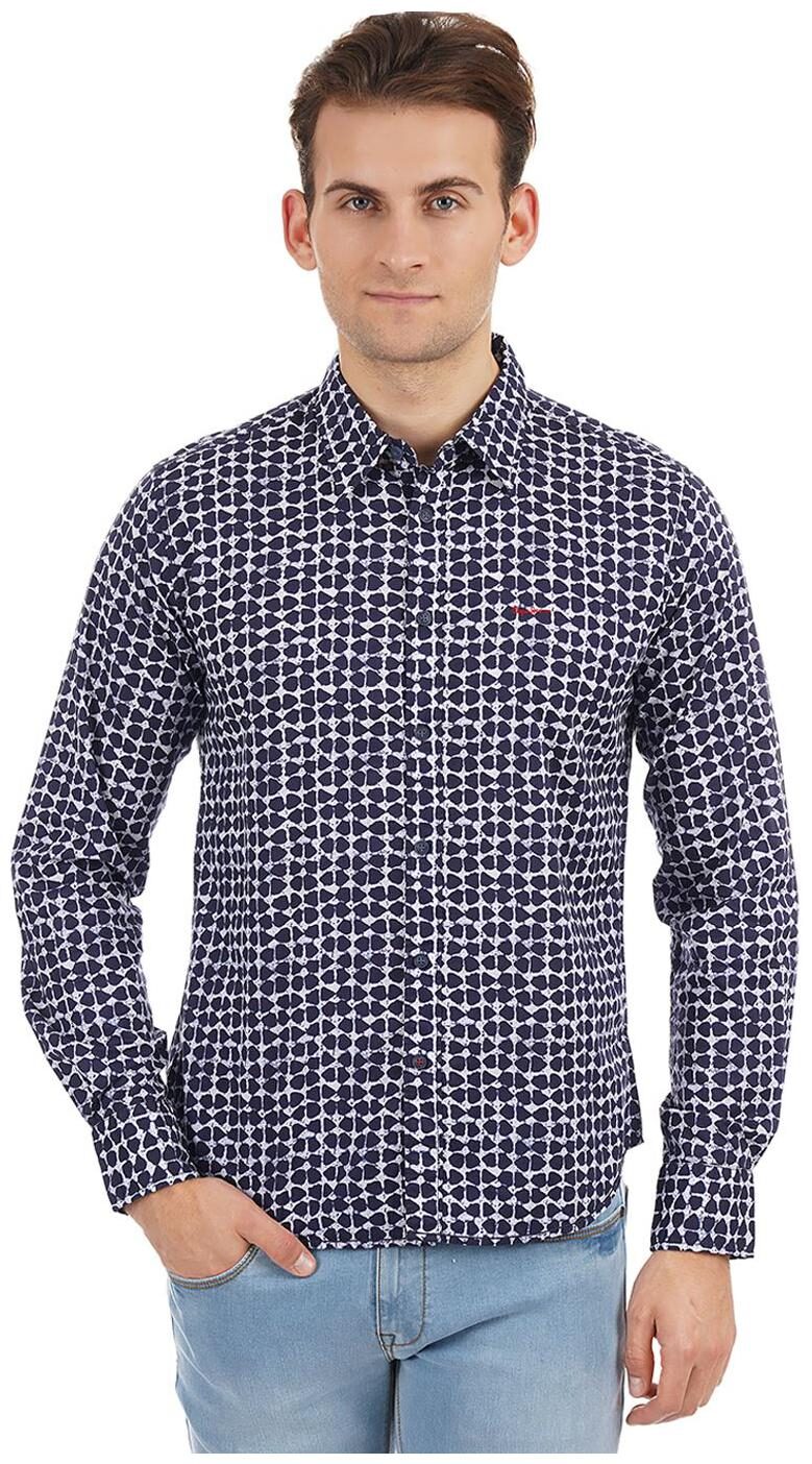 

Pepe Jeans Men Navy Blue Printed Regular Fit Casual Shirt