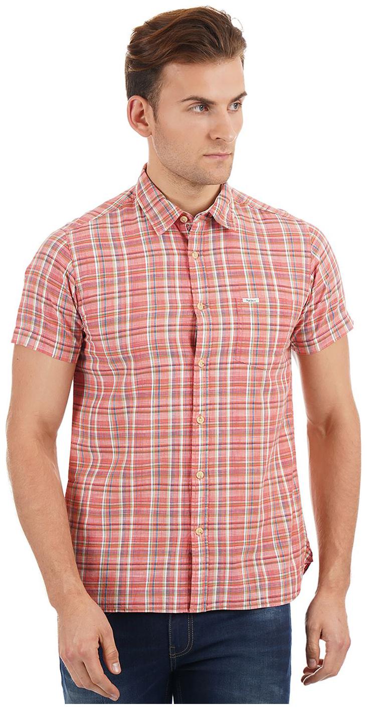 

Pepe Jeans Men Pink Checked Regular Fit Casual Shirt