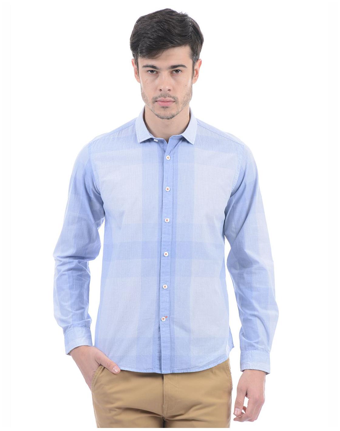 

Pepe Jeans Men Blue Solid Regular Fit Casual Shirt