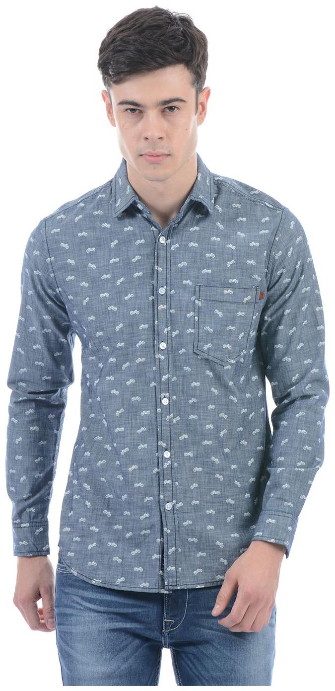 

Pepe Jeans Men Blue Printed Regular Fit Casual Shirt