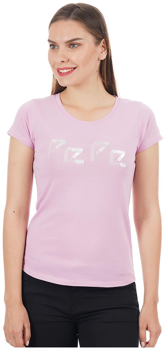 

Pepe Jeans Women Pink Slim fit Round neck Cotton T shirt