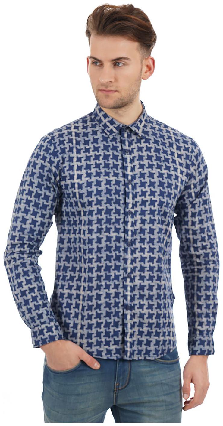 

Pepe Jeans Men Blue Printed Regular Fit Casual Shirt