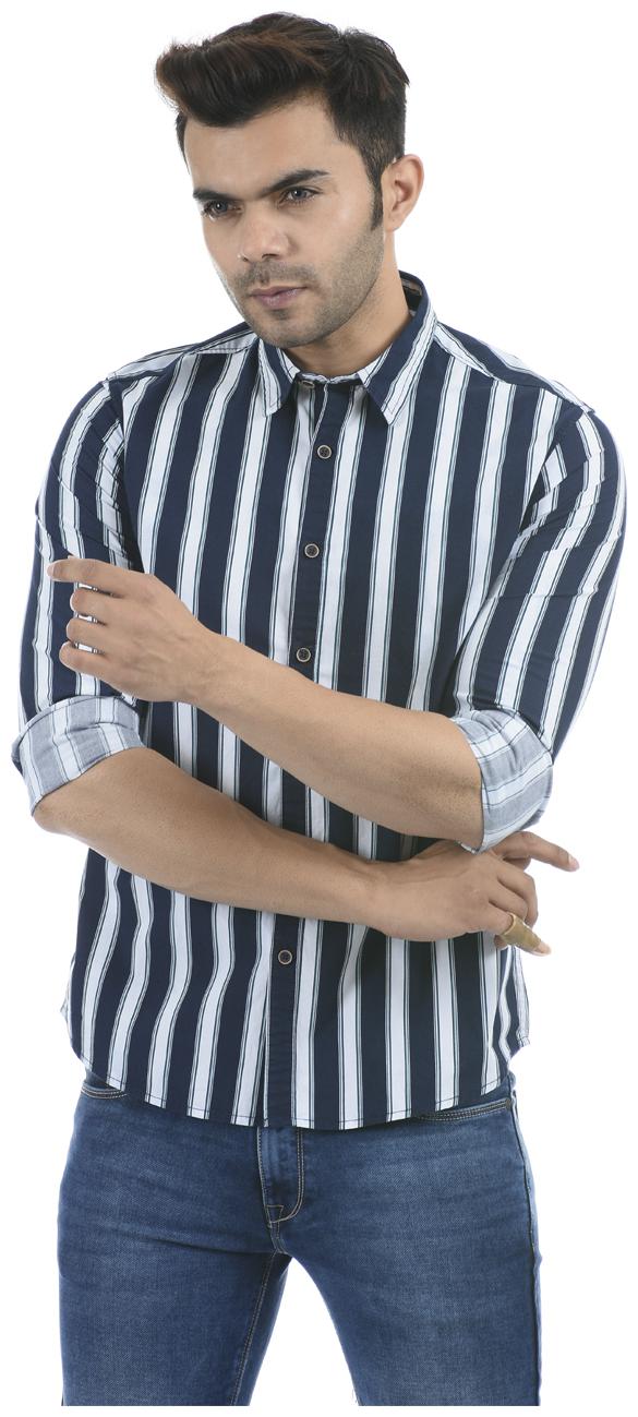 

Pepe Jeans Cotton Blend Blue Striped Shirt For Men