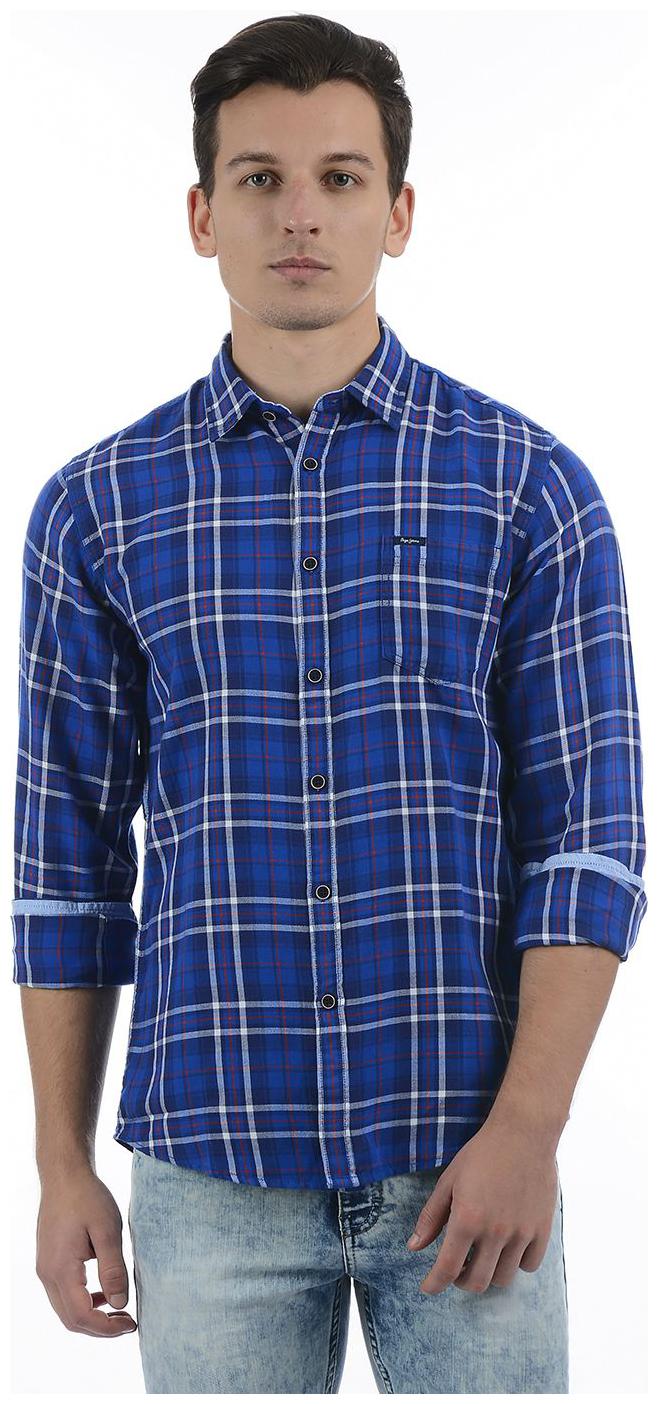 

Pepe Jeans Men Blue Checked Regular Fit Casual Shirt