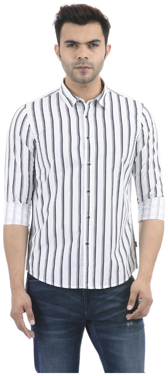 

Pepe Jeans Cotton Blend White Striped Shirt For Men