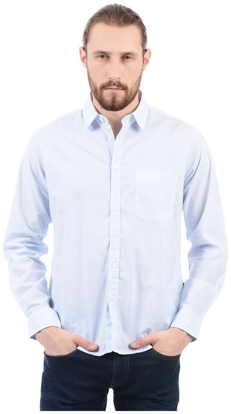 

Pepe Jeans Men Blue Solid Regular Fit Casual Shirt