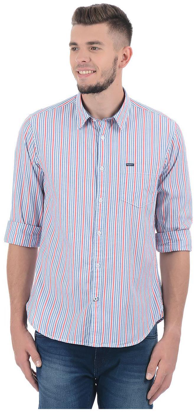 

Pepe Jeans Cotton Striped Blue Color Casual Shirt For Men