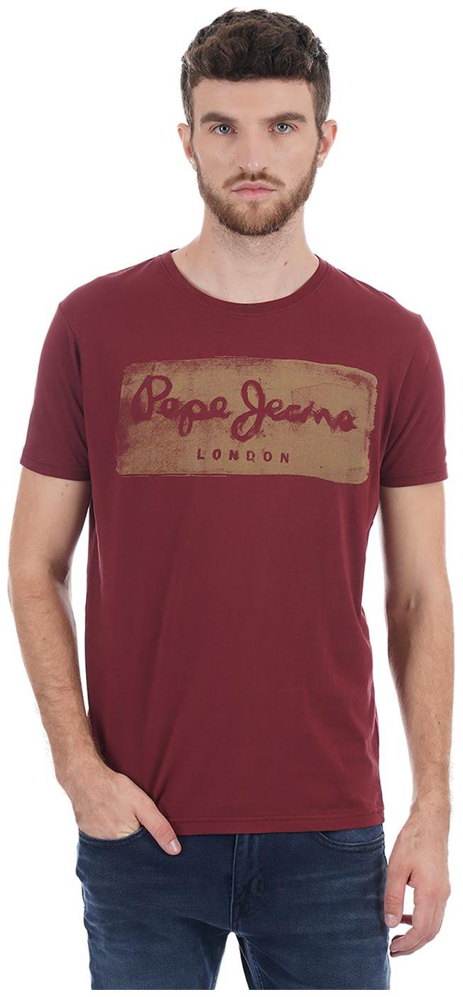 

Pepe Jeans Men Maroon Slim fit Cotton Blend Round neck T-Shirt - Pack Of 1