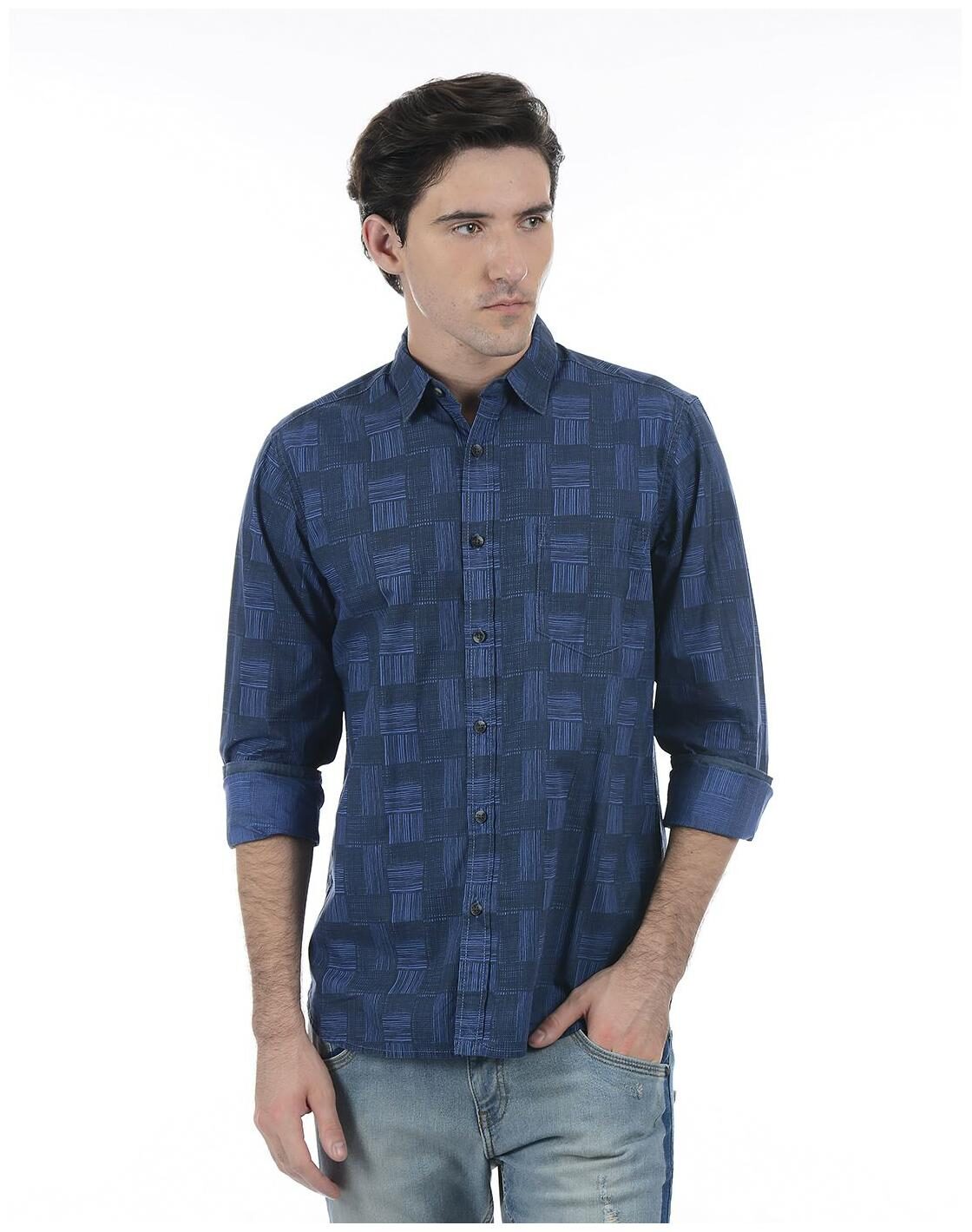 

Pepe Jeans Men Blue Checked Regular Fit Casual Shirt