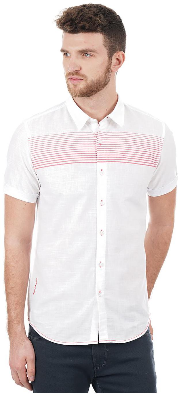 

Pepe Jeans Men White Solid Regular Fit Casual Shirt
