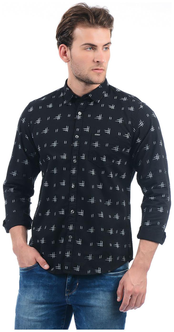 

Pepe Jeans Men Black Printed Regular Fit Casual Shirt