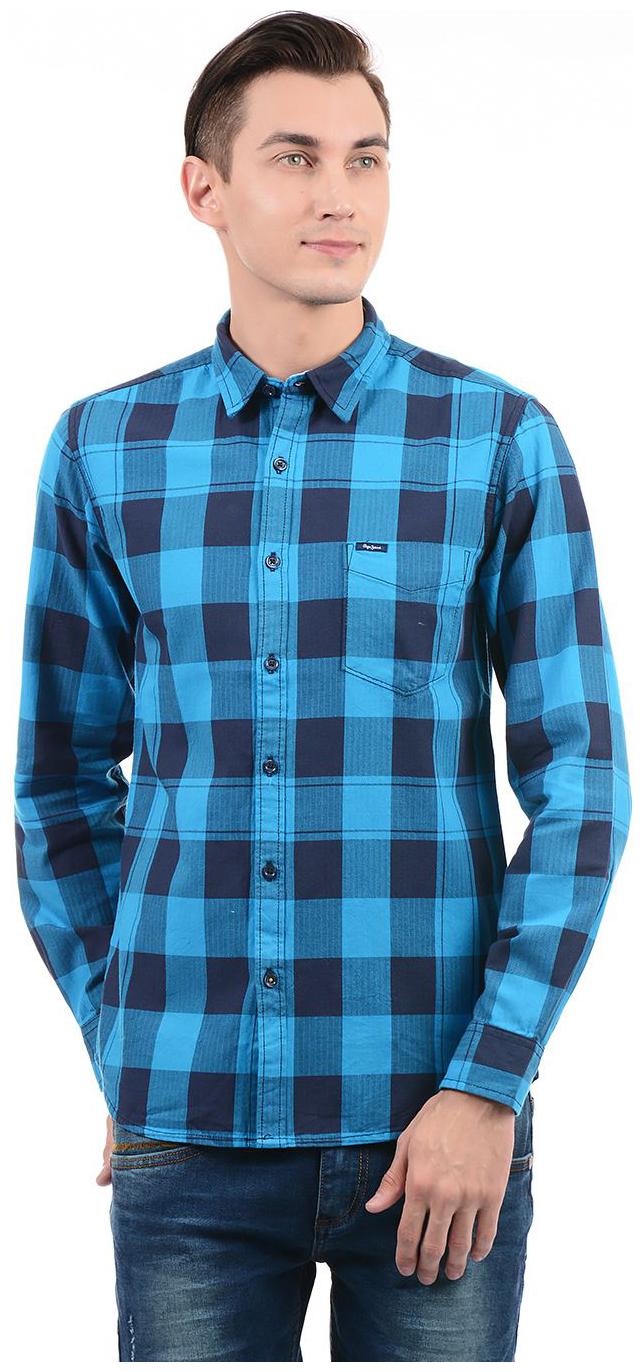 

Pepe Jeans Men Blue Checked Regular Fit Casual Shirt