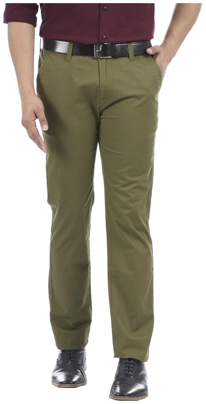 

Pepe Jeans Men Green Solid Slim fit Regular trousers