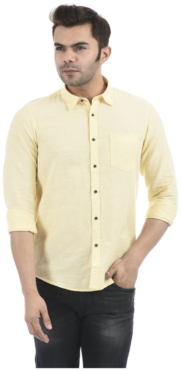 

Pepe Jeans Men Yellow Solid Regular Fit Casual Shirt
