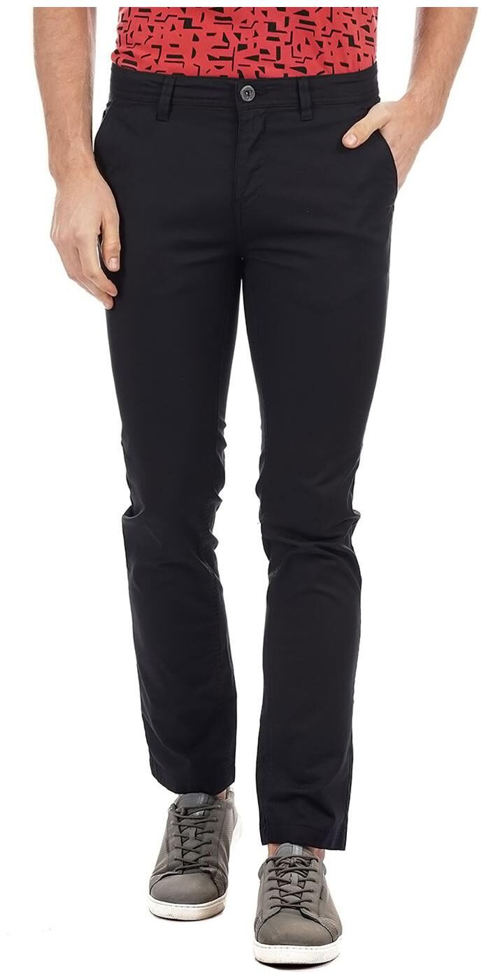 

Pepe Jeans Men Black Solid Slim fit Regular trousers