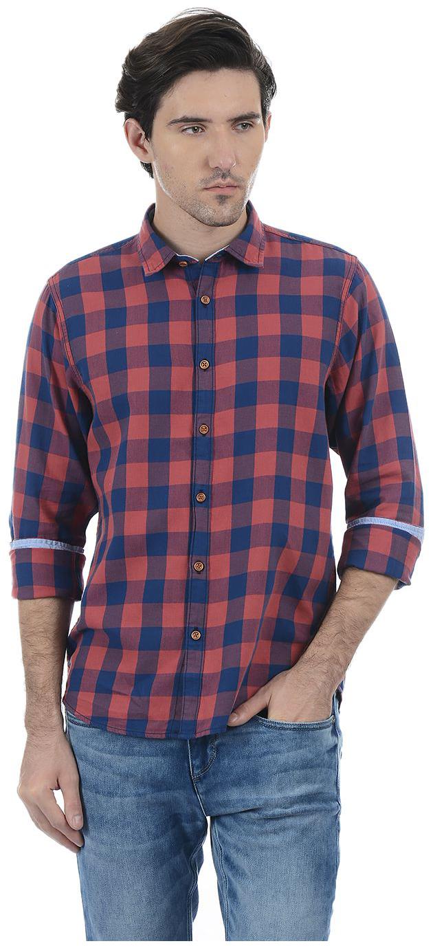 

Pepe Jeans Men Red Blue Checked Regular Fit Casual Shirt
