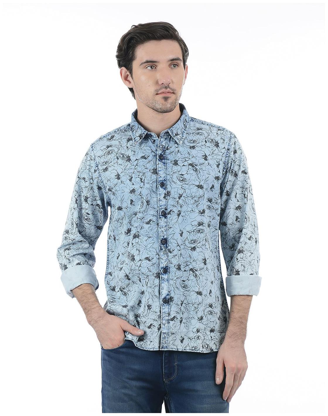 

Pepe Jeans Men Blue Printed Regular Fit Casual Shirt