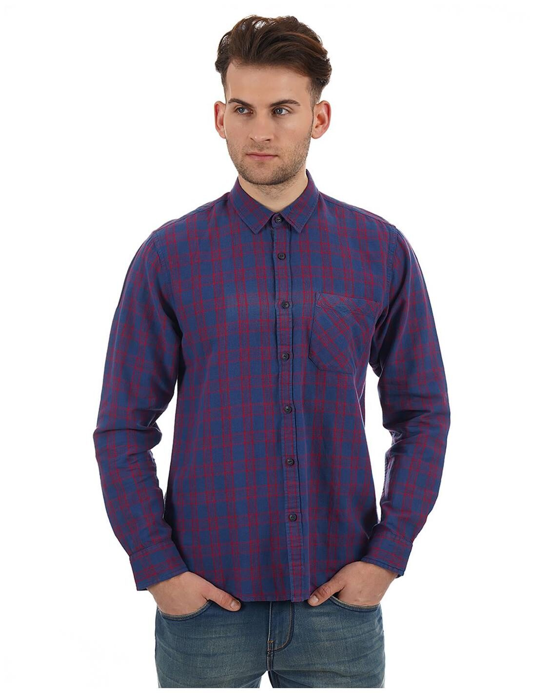 

Pepe Jeans Men Blue Solid Regular Fit Casual Shirt